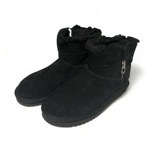 Koolaburra by UGG Aribel winter ankle Mini Boots side‎ zipper Black Suede SZ 6